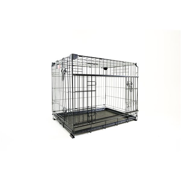 Cage pour chien grillagée noire gamme Dwell de Lucky Dog 36 L. x 24 l. x 27 po h. à porte coulissante