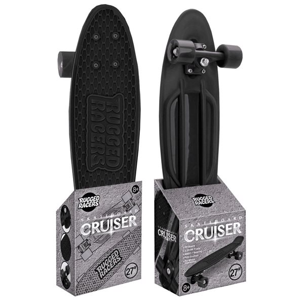 Rugged Racer 27-in Black Plastic Skateboard Cruiser