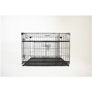 Cage pour chien grillagée noire gamme Dwell de Lucky Dog 48 L. x 30 l. x 33 po h. à porte coulissante