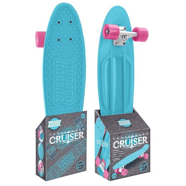 Rugged Racer 27-in Plastic Light Blue and Pink Skateboard Cruiser