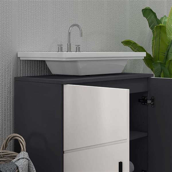 kleankin Bathroom Vanity with Shelf - Under Sink Cabinet - Light Grey