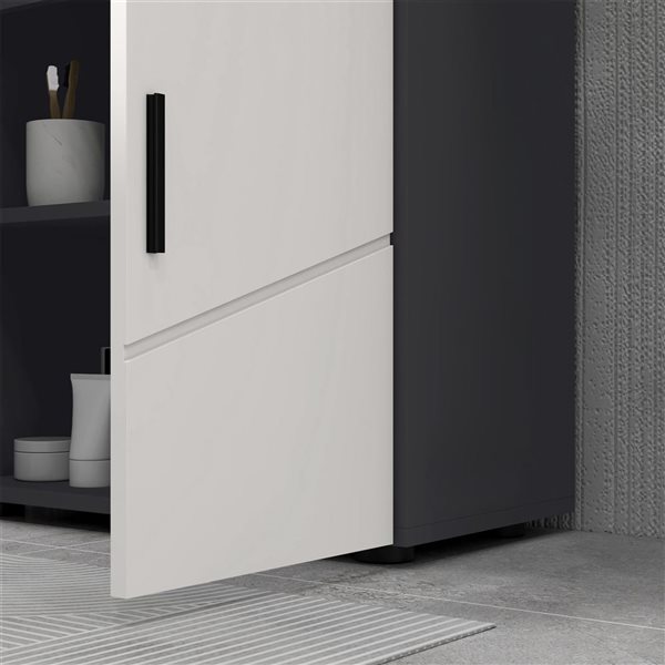 kleankin Bathroom Vanity with Shelf - Under Sink Cabinet - Light Grey