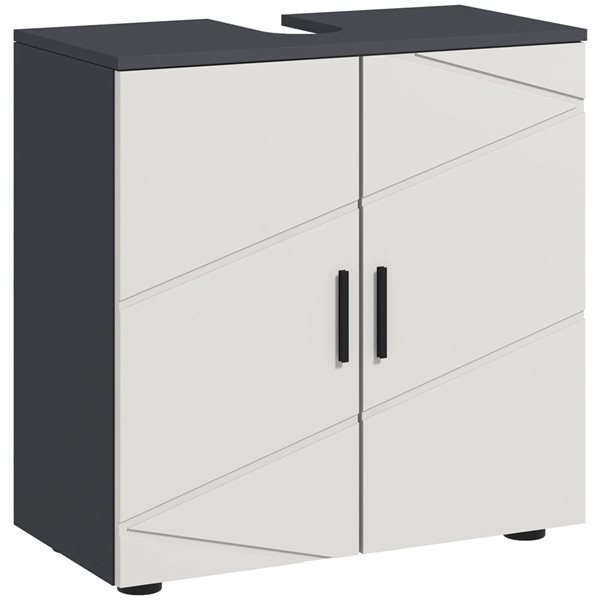 kleankin Bathroom Vanity with Shelf - Under Sink Cabinet - Light Grey