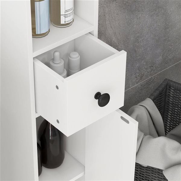 kleankin Tall Bathroom Storage Cabinet - Toilet Paper Cabinet - White