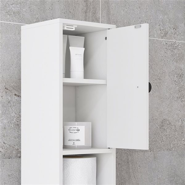 kleankin Tall Bathroom Storage Cabinet - Toilet Paper Cabinet - White