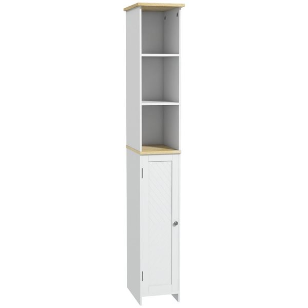Kleankin Narrow Bathroom Storage Cabinet Freestanding Tallboy Storage Unit With Adjustable Shelf 2 Doors And Steel Base Slim Corner Organizer Whit - Party Supplies