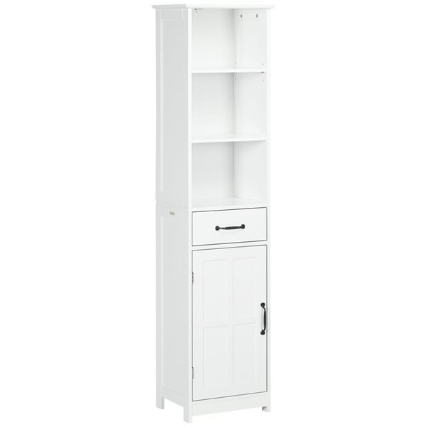 kleankin Bathroom Storage Cabinet with 3 Open Shelves and Drawer