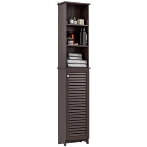 HOMCOM Bathroom Cabinet with Open Adjustable Shelf