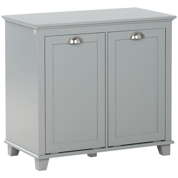 HOMCOM Tilt-out Laundry Storage Cabinet for Bathroom with 2 Hampers