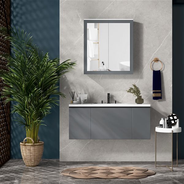 kleankin Wall Mounted Bathroom Wall Cabinet with Mirror Double Doors