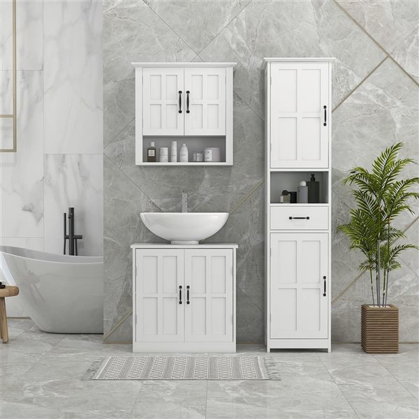 kleankin Bathroom Storage Cabinet with Open Shelf Adjustable Shelves