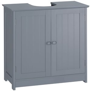 HOMCOM Under Sink Bathroom Cabinet - Pedestal Sink Vanity with 2 Doors - Shelf