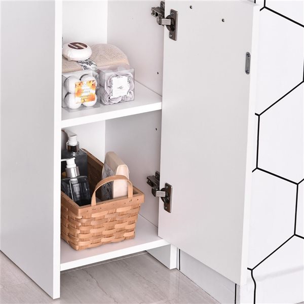 HOMCOM Narrow Bathroom Cabinet with 2 Cupboards - Adjustable Shelf