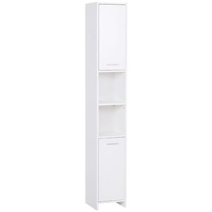 HOMCOM Narrow Bathroom Cabinet with 2 Cupboards - Adjustable Shelf