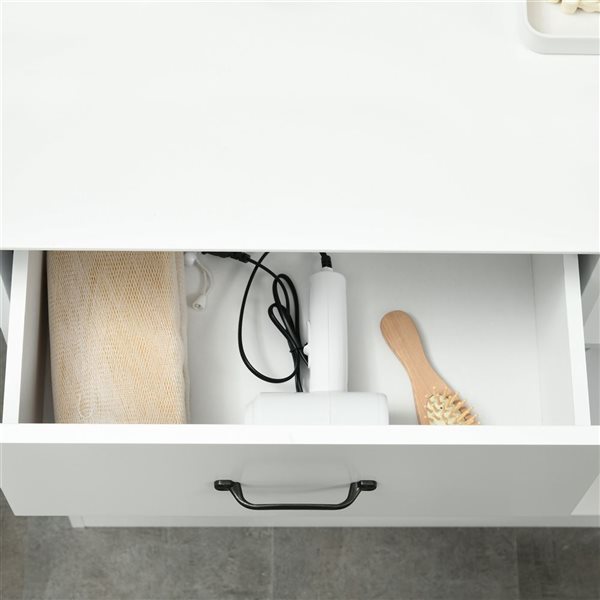 kleankin Bathroom Floor Cabinet with 3 Open Shelves and Drawer