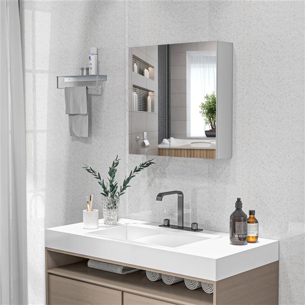 kleankin Medicine Cabinet with Shelf - Bathroom Mirror Cabinet - White