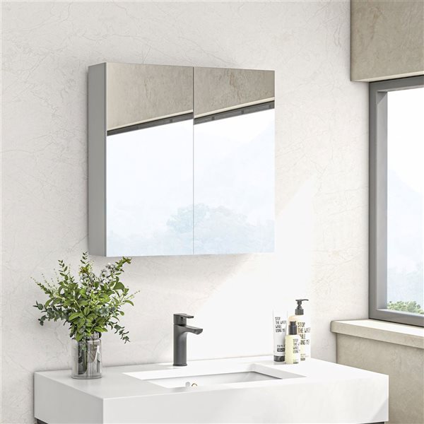 kleankin Medicine Cabinet with Shelf - Bathroom Mirror Cabinet - White