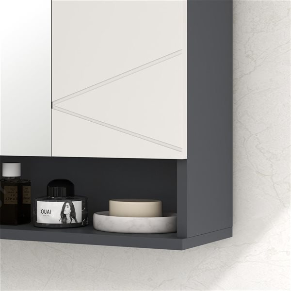 kleankin Medicine Cabinet with Shelf - Bathroom Mirror Cabinet - Gray