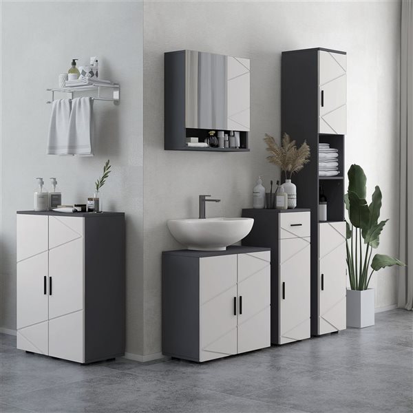 kleankin Medicine Cabinet with Shelf - Bathroom Mirror Cabinet - Gray