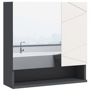 kleankin Medicine Cabinet with Shelf - Bathroom Mirror Cabinet - Gray