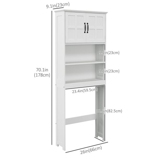 kleankin Over The Toilet Storage Cabinet with Adjustable Shelf - White