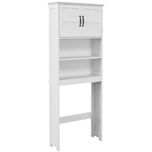 kleankin Over The Toilet Storage Cabinet with Adjustable Shelf - White