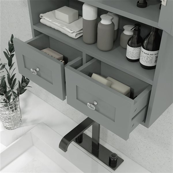 kleankin Medicine Cabinet Over Toilet Storage Cabinet with Drawers - Gray