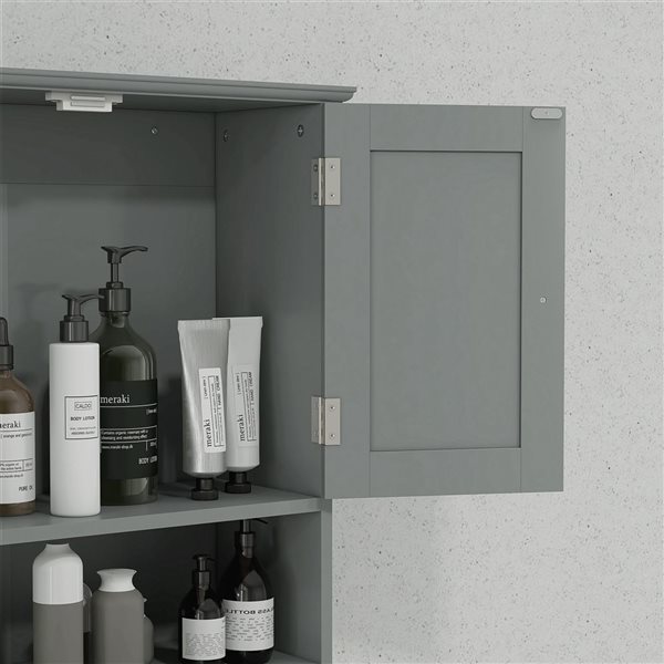 kleankin Medicine Cabinet Over Toilet Storage Cabinet with Drawers - Gray