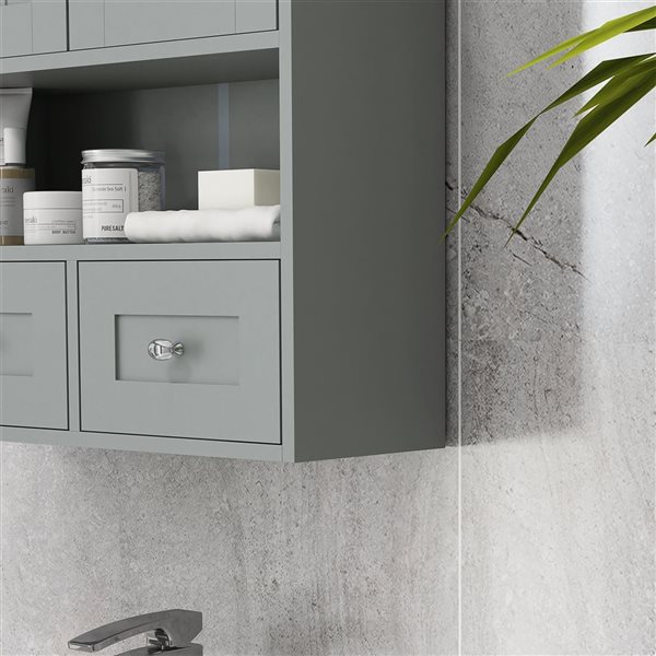 kleankin Medicine Cabinet Over Toilet Storage Cabinet with Drawers - Gray