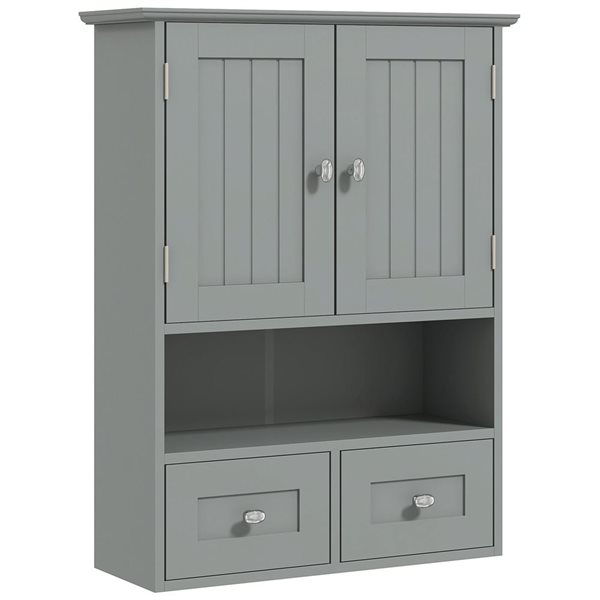 kleankin Medicine Cabinet Over Toilet Storage Cabinet with Drawers - Gray