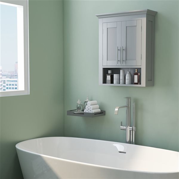 kleankin Bathroom Wall Cabinet Medicine Cabinet with Shelf - Gray