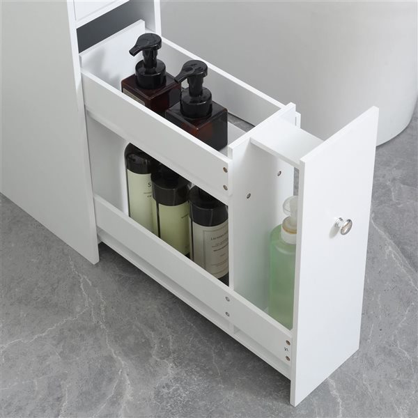 HOMCOM Narrow Toilet Paper Cabinet - Bathroom Cabinet with Drawers