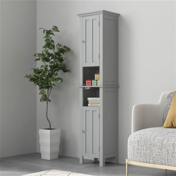 kleankin Tall Bathroom Storage Cabinet Linen Cabinet with Shelves