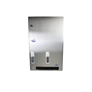 Retail Dispenser of Free Tampon and Sanitary Napkins with Push Button - Stainless Steel