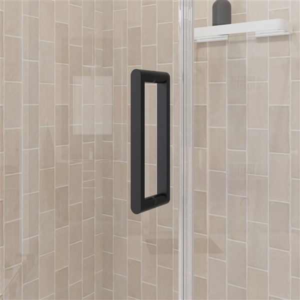 Maax Manhattan 33-35 x 68 in 6 mm Matte Black Pivot Shower Door for Alcove Installation with Clear Glass & Round Handle