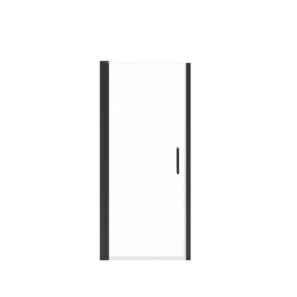 Maax Manhattan 33-35 x 68 in 6 mm Matte Black Pivot Shower Door for Alcove Installation with Clear Glass & Round Handle