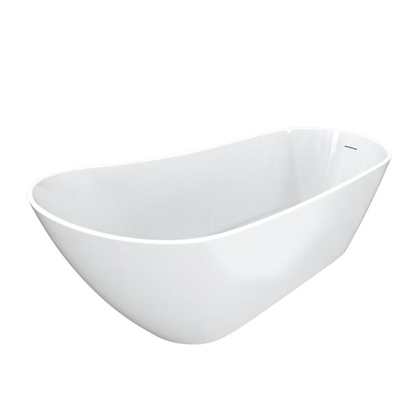 Maax Soca 67 x 29-in White Acrylic Freestanding Slipper End Drain Bathtub