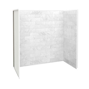 Maax Utile Marble Carrara Composite Direct-to-Stud Three-Piece Tub Wall Kit