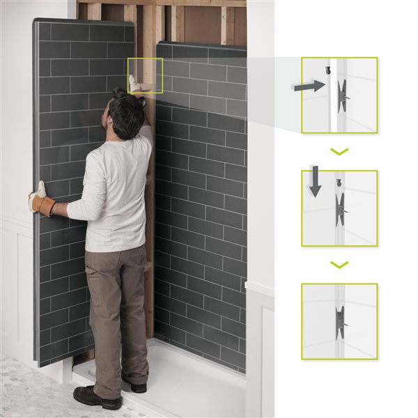 Maax Utile 60-in Erosion Charcoal Composite Direct-to-Stud Back Wall