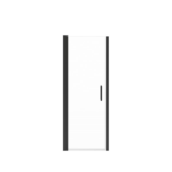 Maax Manhattan 23-25 x 68 in 6 mm Matte Black Pivot Shower Door for Alcove Installation with Clear Glass & Round Handle