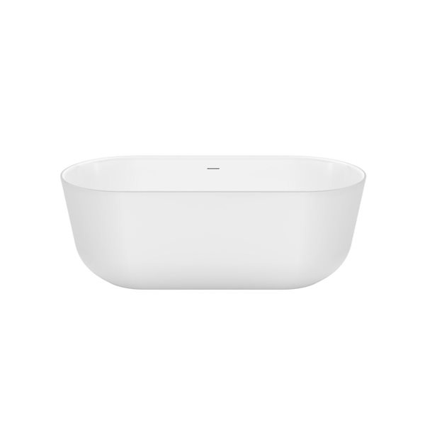 Maax Malindi 67 x 30-in White Acrylic Freestanding Oval Center Drain Bathtub