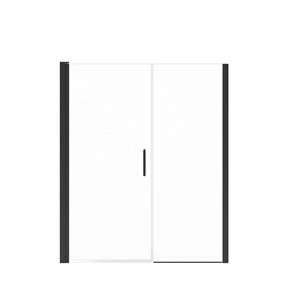 Maax Manhattan 53-55 x 68 in 6 mm Matte Black Pivot Shower Door for Alcove Installation with Clear Glass & Round Handle