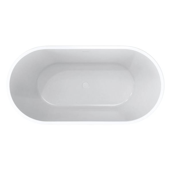 Maax Calinda 60 x 30-in White Acrylic Freestanding Oval Center Drain Bathtub