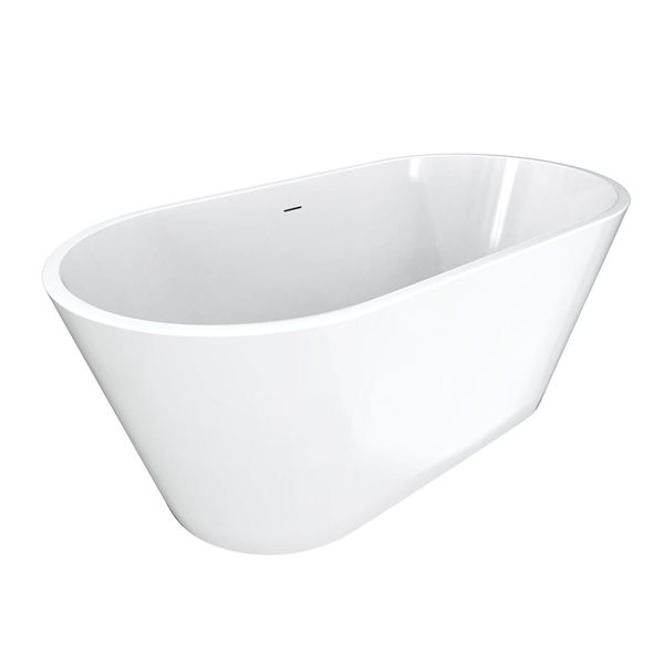 Maax Calinda 60 x 30-in White Acrylic Freestanding Oval Center Drain Bathtub