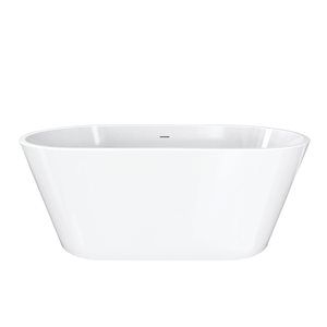 Maax Calinda 60 x 30-in White Acrylic Freestanding Oval Center Drain Bathtub