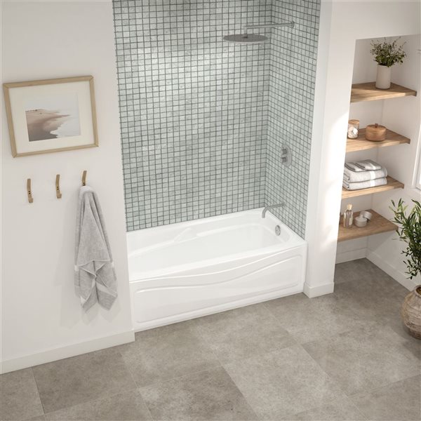 Maax Corinthia II 60 x 30-in White Acrylic Alcove Right-Hand Drain Bathtub