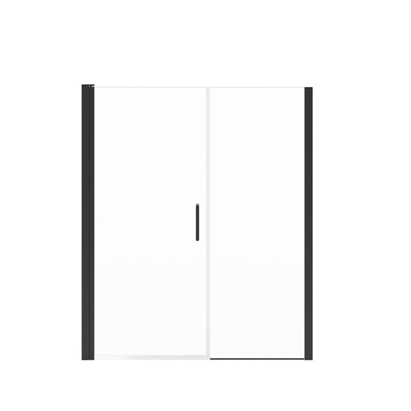 Maax Manhattan 57-59 x 68 in 6 mm Matte Black Pivot Shower Door for Alcove Installation with Clear Glass & Round Handle