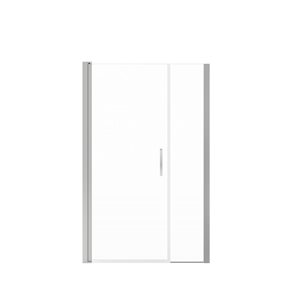 Maax Manhattan 45-47 x 68 in 6 mm Chrome Pivot Shower Door for Alcove Installation with Clear Glass & Round Handle