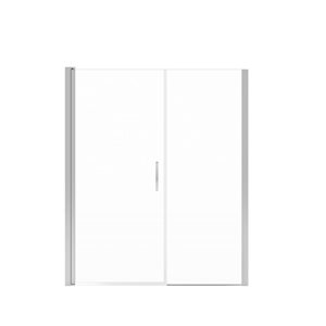 Maax Manhattan 53-55 x 68 in 6 mm Chrome Pivot Shower Door for Alcove Installation with Clear Glass & Round Handle