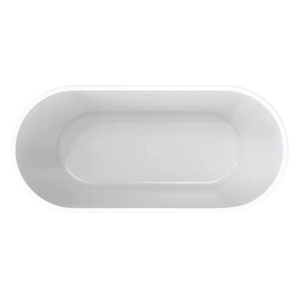 Maax Calinda 67 x 31-in White Acrylic Freestanding Oval Center Drain Bathtub